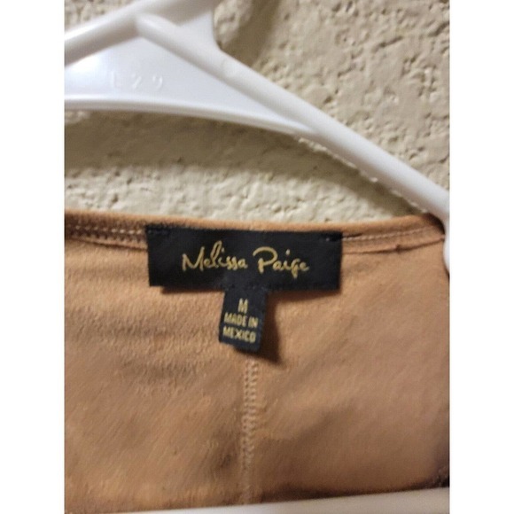 Melissa Paige Faux Suede Open Front Sleeveless Overpiece Brown Size Medium - Picture 2 of 6